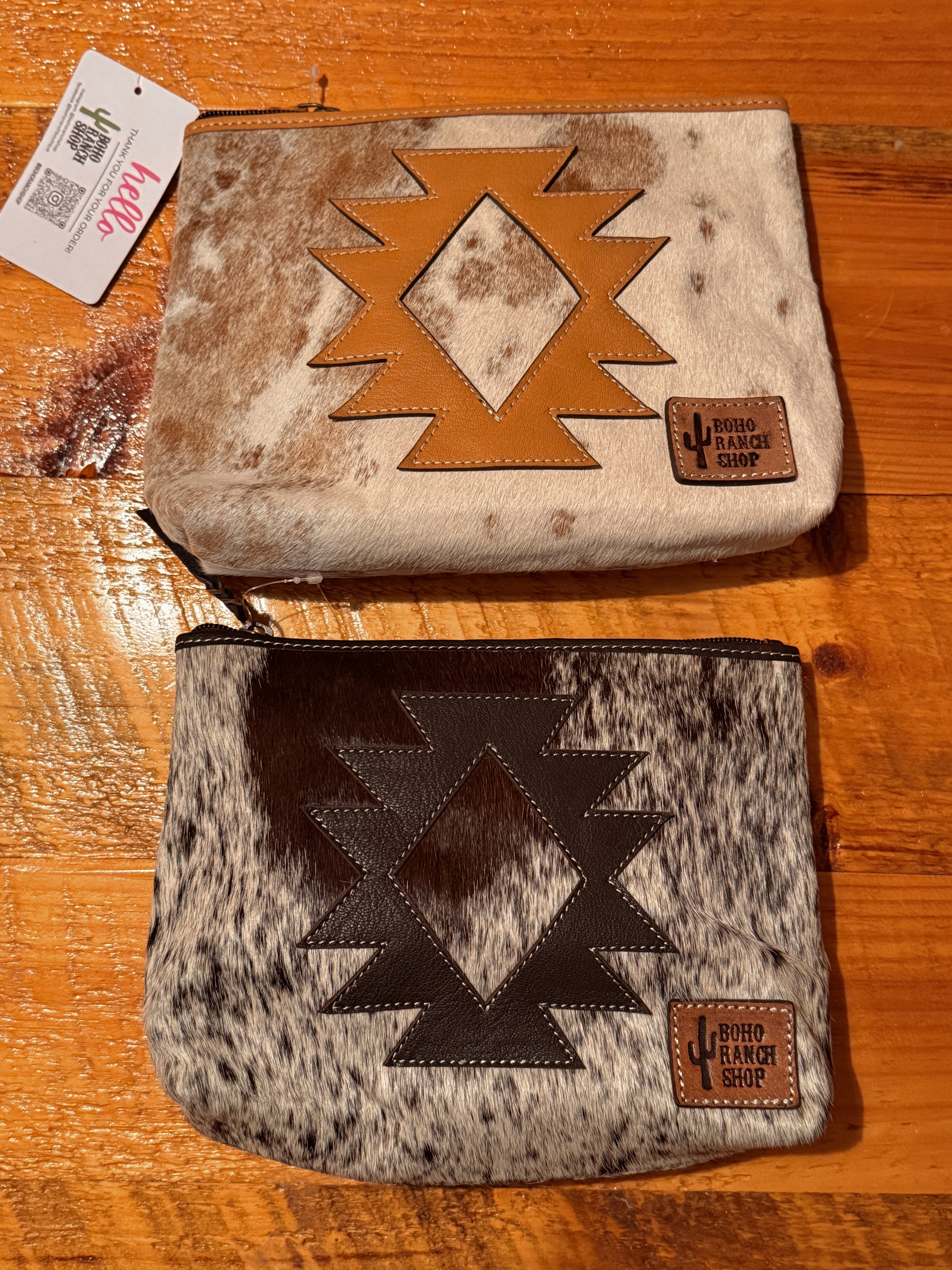 Cowhide makeup bag