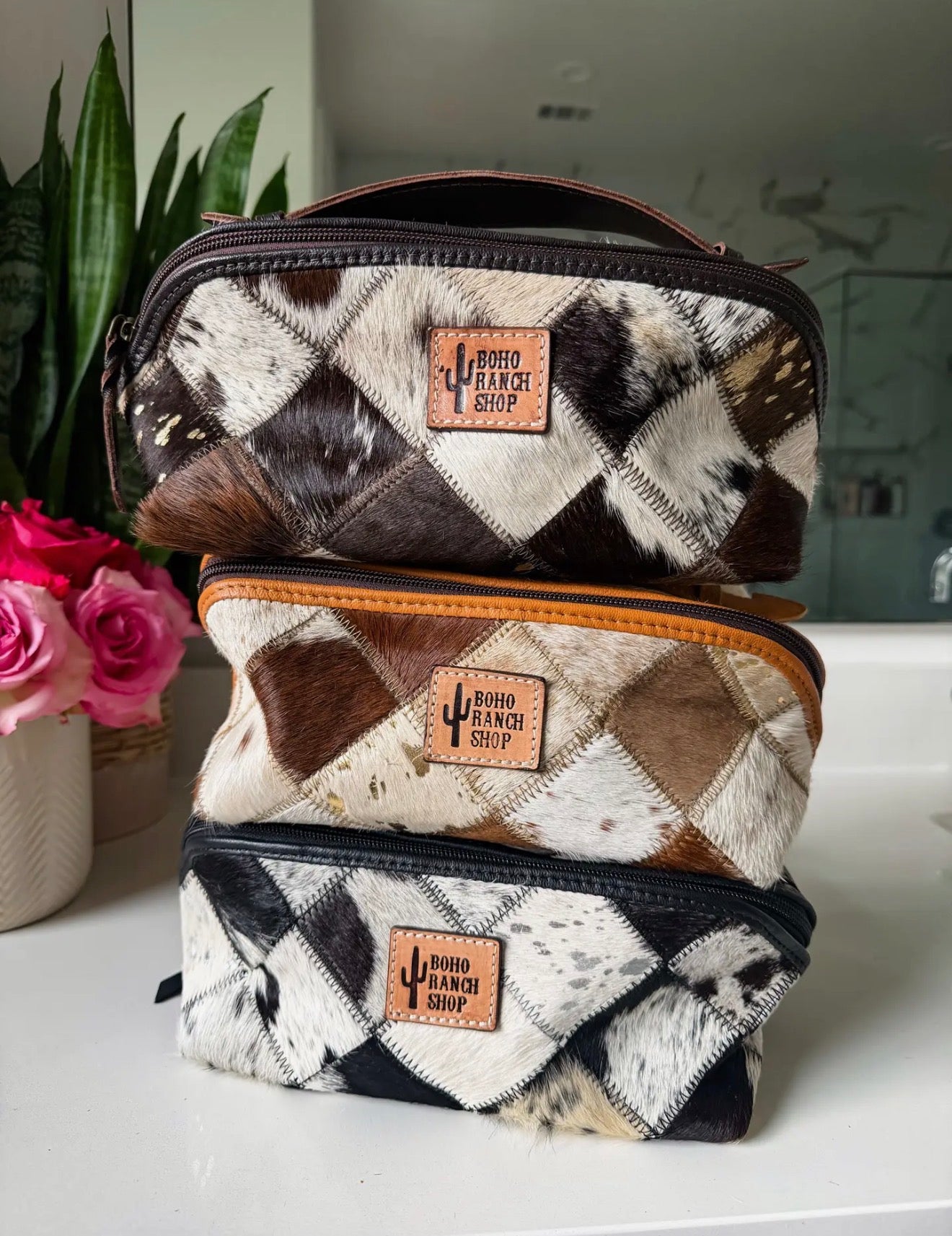 Cowhide & Leather makeup bags
