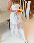 White lace maxi skirt