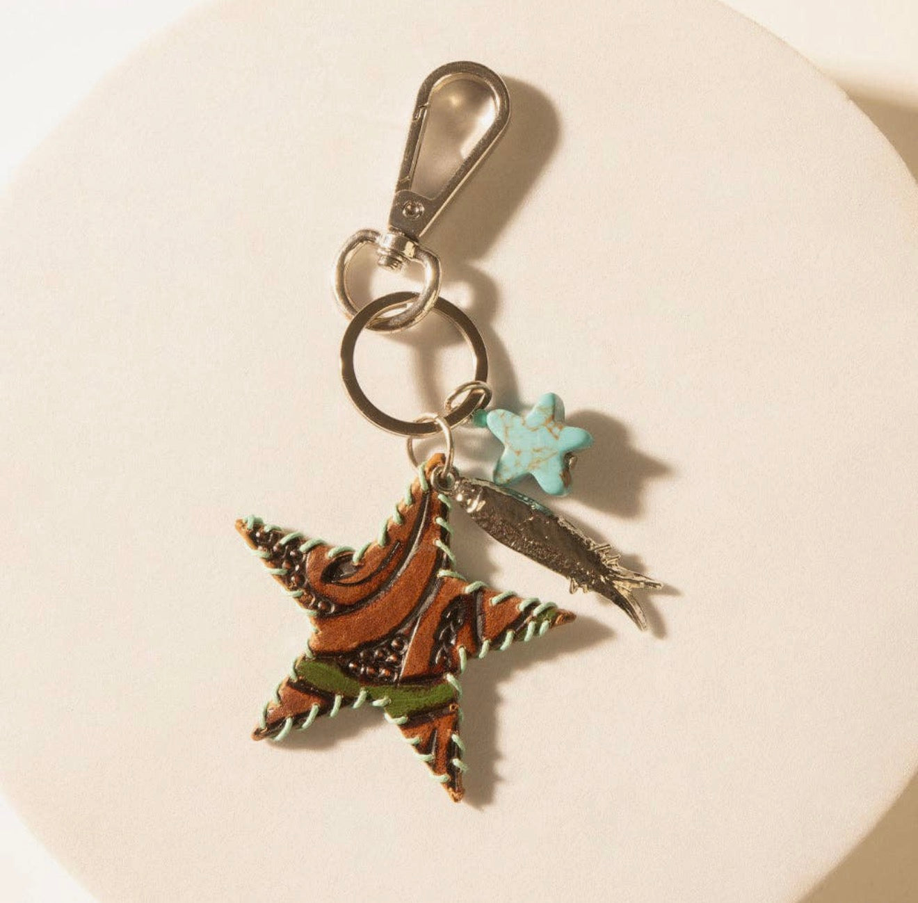 Leather star keychain